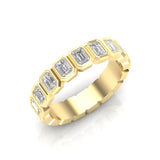 14K Gold Emerald Cut Halfway Vertical Eternity Bezel Set Lab Grown Diamond Wedding Band Ring - Abtin & Company 
