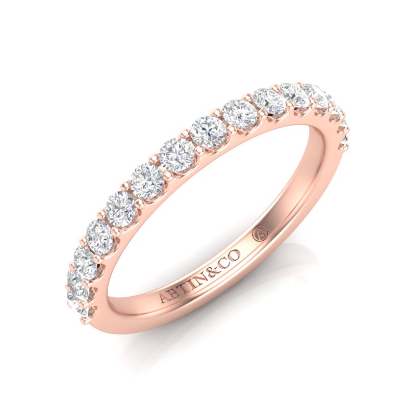14K Gold Round Halfway Eternity Modern U Pave Set Lab Grown Diamond Wedding Band Ring - Abtin & Company 