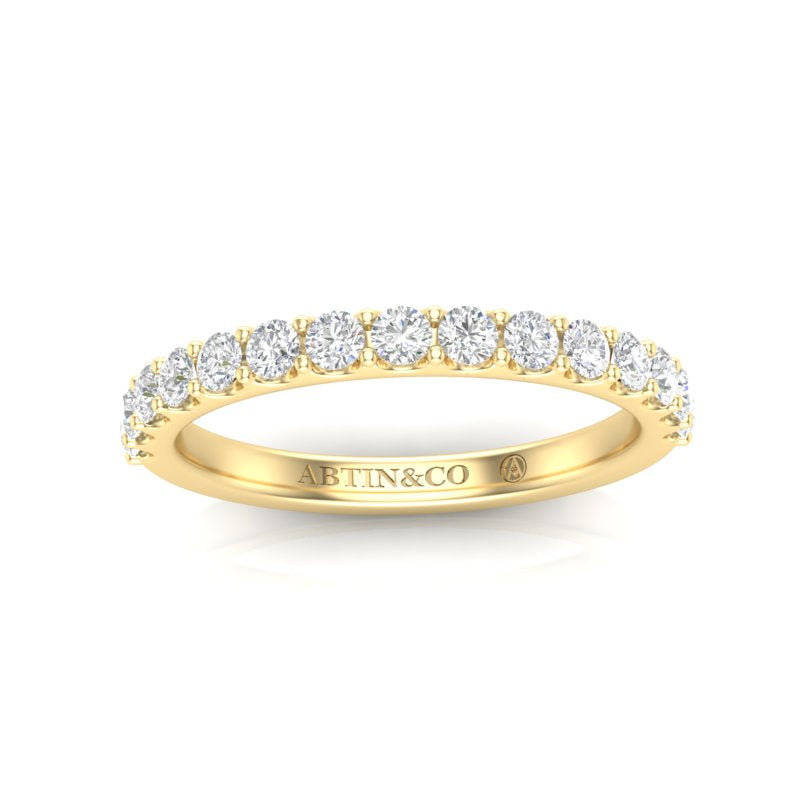 14K Gold Round Halfway Eternity Modern U Pave Set Lab Grown Diamond Wedding Band Ring - Abtin & Company 