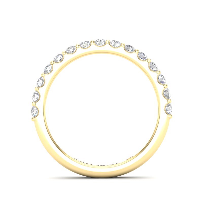 14K Gold Round Halfway Eternity Modern U Pave Set Lab Grown Diamond Wedding Band Ring - Abtin & Company 
