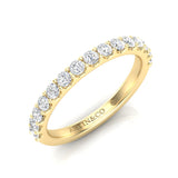 14K Gold Round Halfway Eternity Modern U Pave Set Lab Grown Diamond Wedding Band Ring - Abtin & Company 