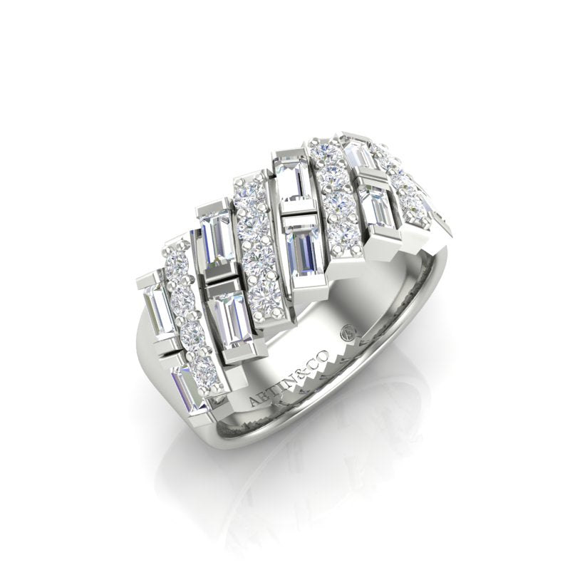 14k Round & Baguette Diamond Ring - Abtin & Company 