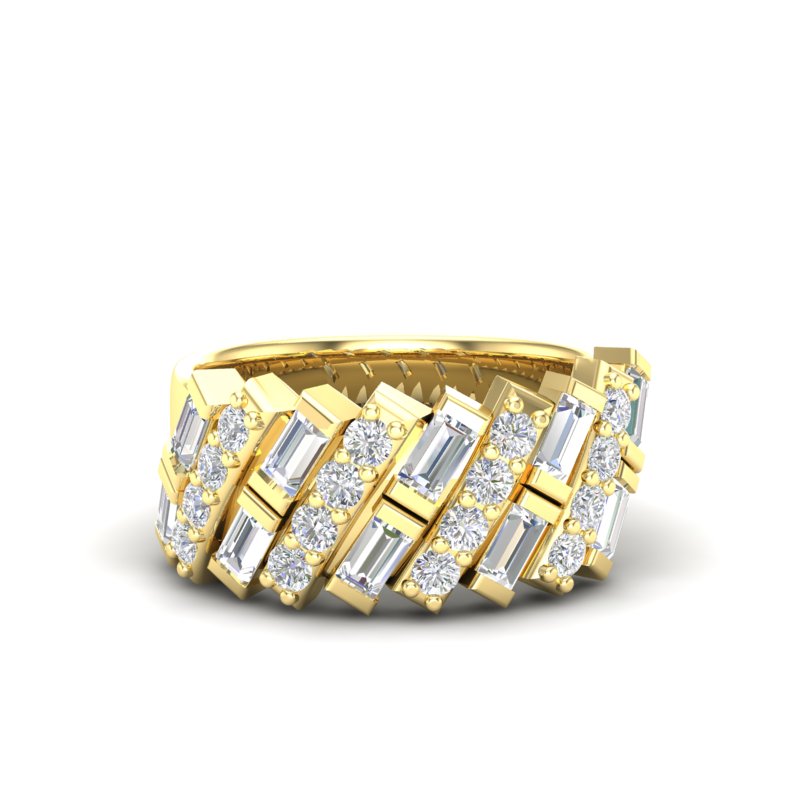 14k Round & Baguette Diamond Ring - Abtin & Company 