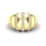14K Yellow Gold Five Rows Diamond Stripe Dome Ring - Abtin & Company 