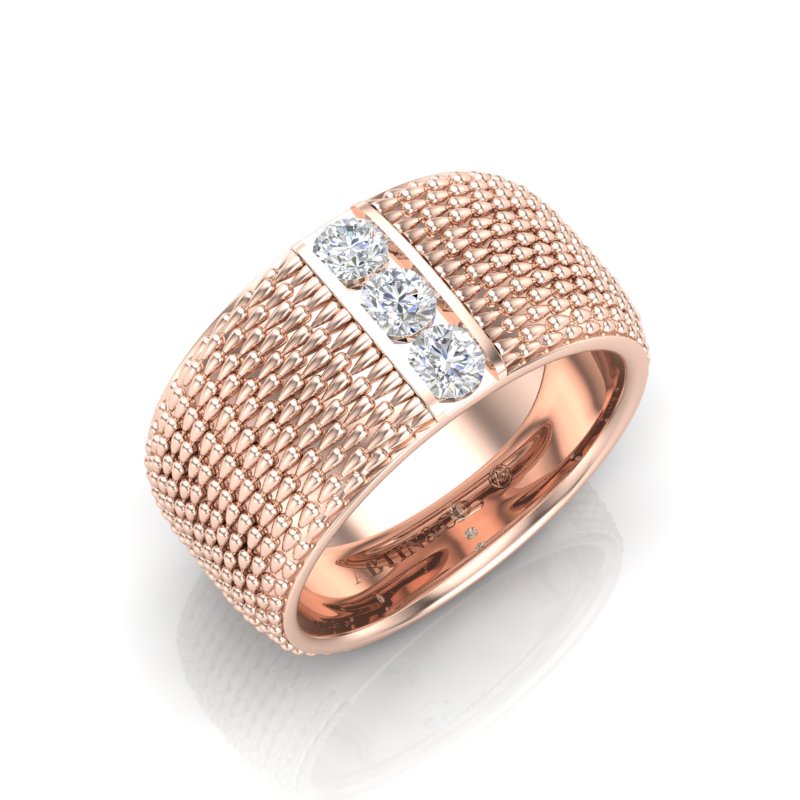 14K Gold Classic Patterned Diamond Cigar Band - Abtin & Company 