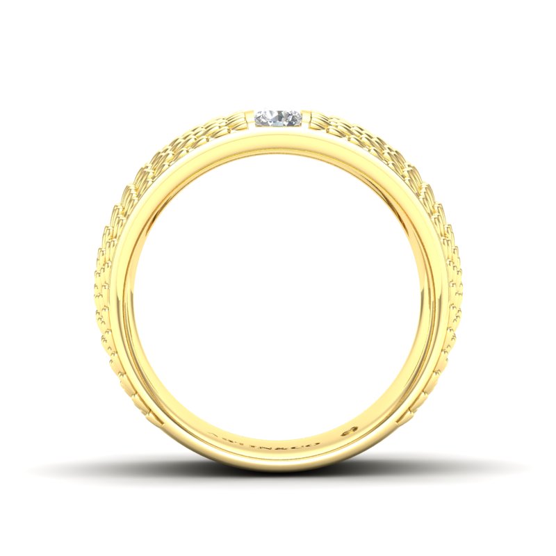14K Gold Classic Patterned Diamond Cigar Band - Abtin & Company 