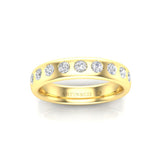 14K Gold Flush Set Bezel Diamond Wedding Band Stacking Ring - Abtin & Company 