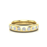 14K Gold Flush Set Bezel Diamond Wedding Band Stacking Ring - Abtin & Company 