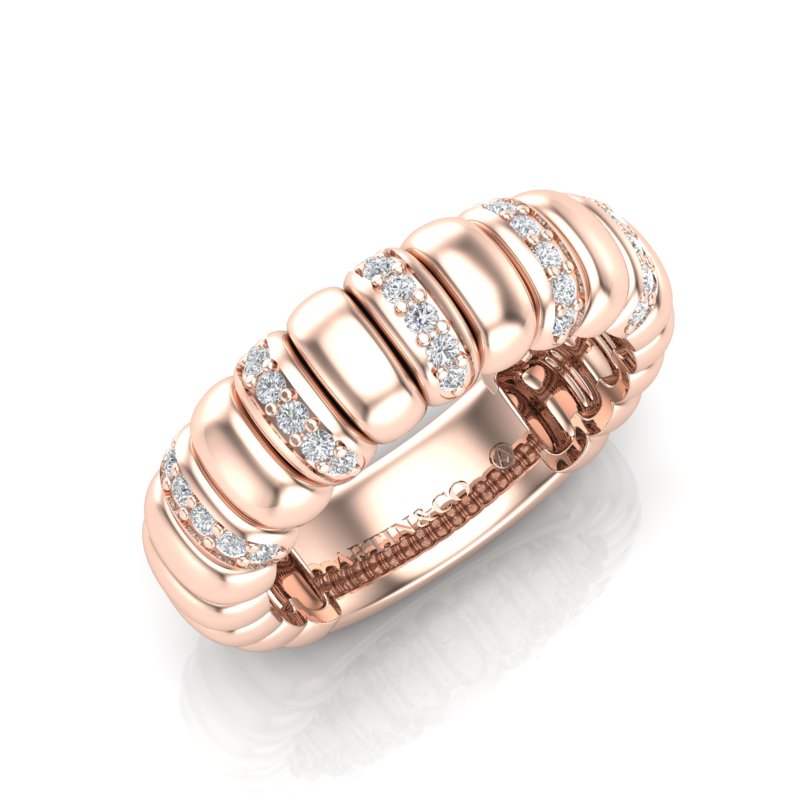 14K Gold Stretch Interval Channel Set Diamond Stackable Ring Band - Abtin & Company 