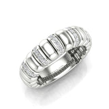 14K Gold Stretch Interval Channel Set Diamond Stackable Ring Band - Abtin & Company 