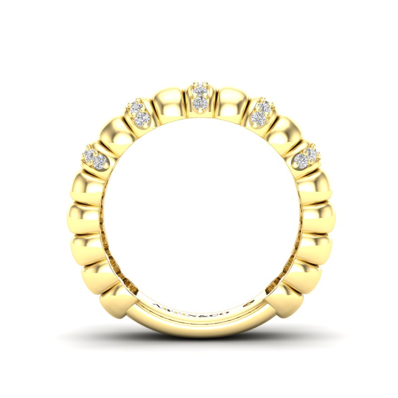 14K Gold Stretch Interval Channel Set Diamond Stackable Ring Band - Abtin & Company 