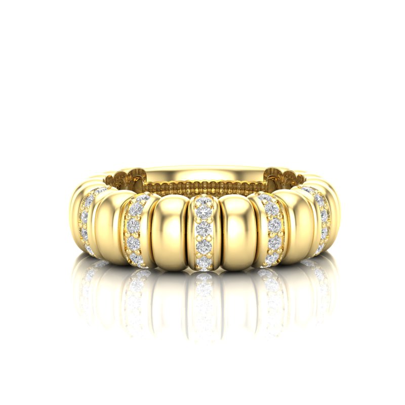 14K Gold Stretch Interval Channel Set Diamond Stackable Ring Band - Abtin & Company 