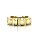14K Gold Stretch Interval Channel Set Diamond Stackable Ring Band - Abtin & Company 