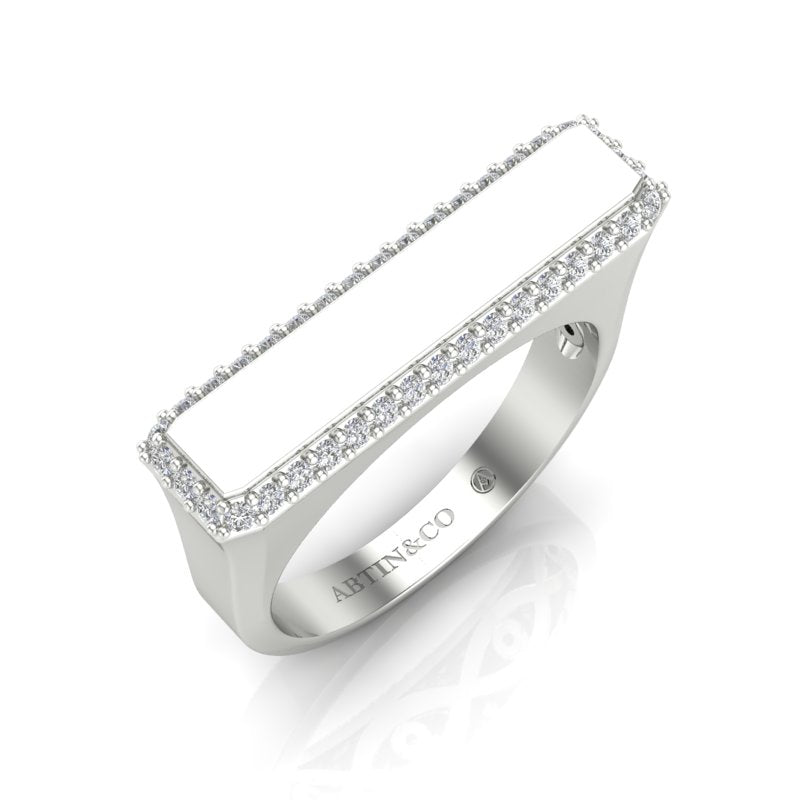 14K Gold Diamond Bar Ring - Abtin & Company 