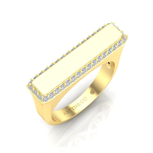 14K Gold Diamond Bar Ring - Abtin & Company 