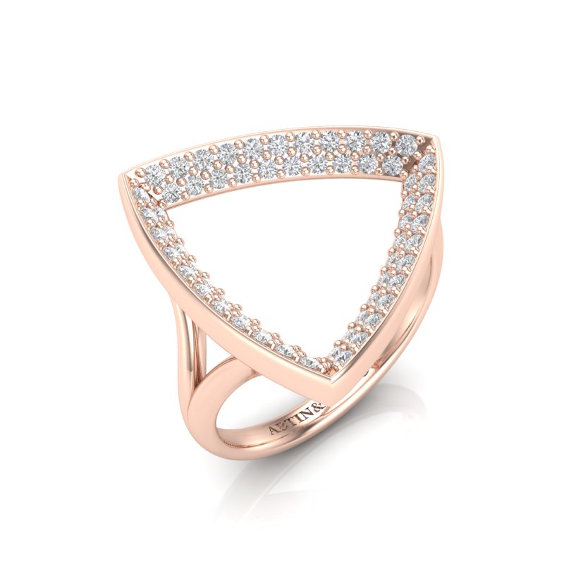 14K Yellow Gold Modern Geometric Fancy Diamond Band Ring - Abtin & Company 