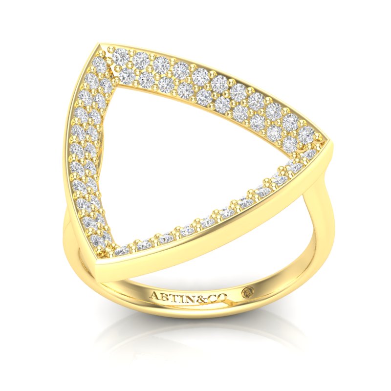 14K Yellow Gold Modern Geometric Fancy Diamond Band Ring - Abtin & Company 