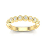 14K Gold Round Halfway Eternity Milgrain Modern Bezel Set Lab Grown Diamond Wedding Band Ring - Abtin & Company 