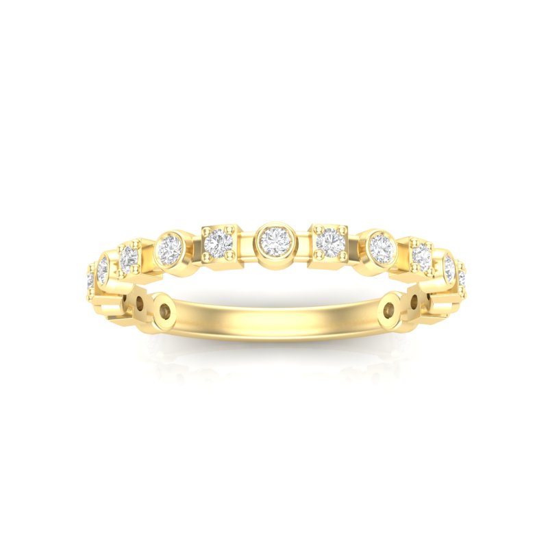 14K Gold Round Three Quarter Way Eternity Multi Set Lab Grown Diamond Wedding Band Ring - Abtin & Company 