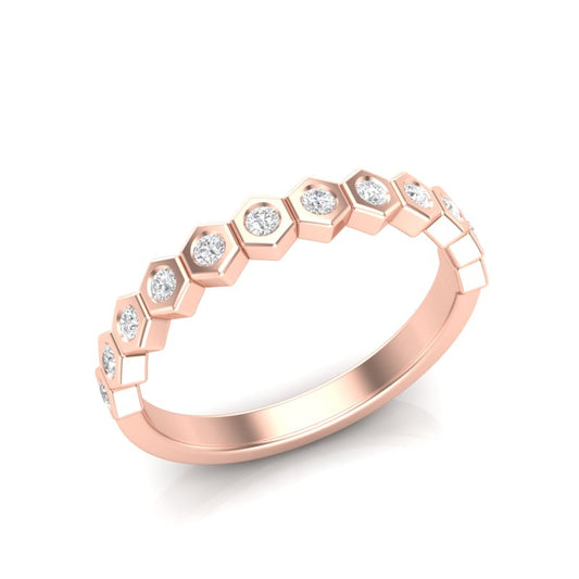 14k Gold Honeycomb Diamond stackable Ring Wedding Band - Abtin & Company 