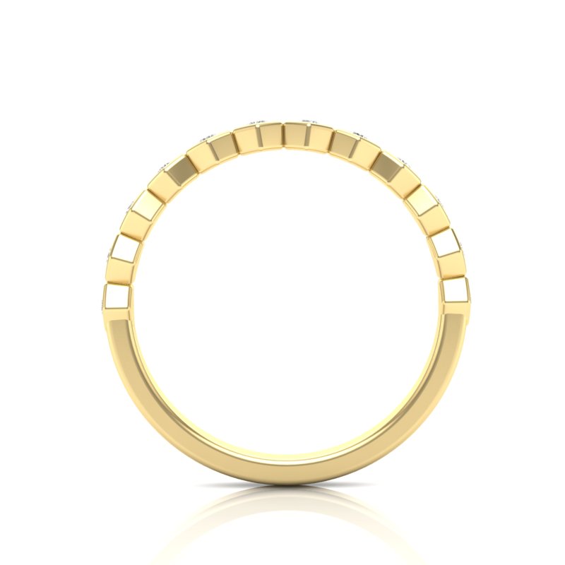 14k Gold Honeycomb Diamond stackable Ring Wedding Band - Abtin & Company 