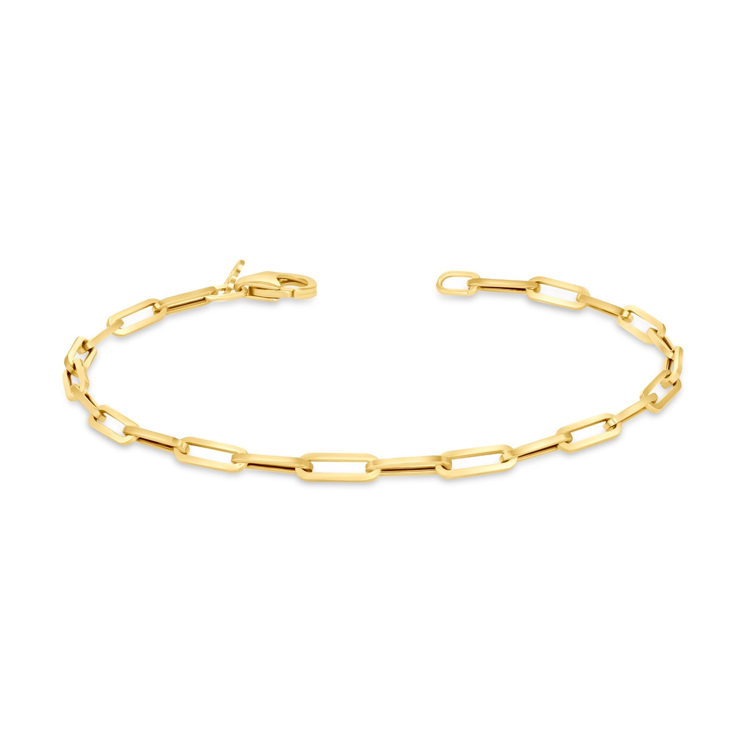 14k Gold Dainty Paper Clip Chain-Link Bracelet