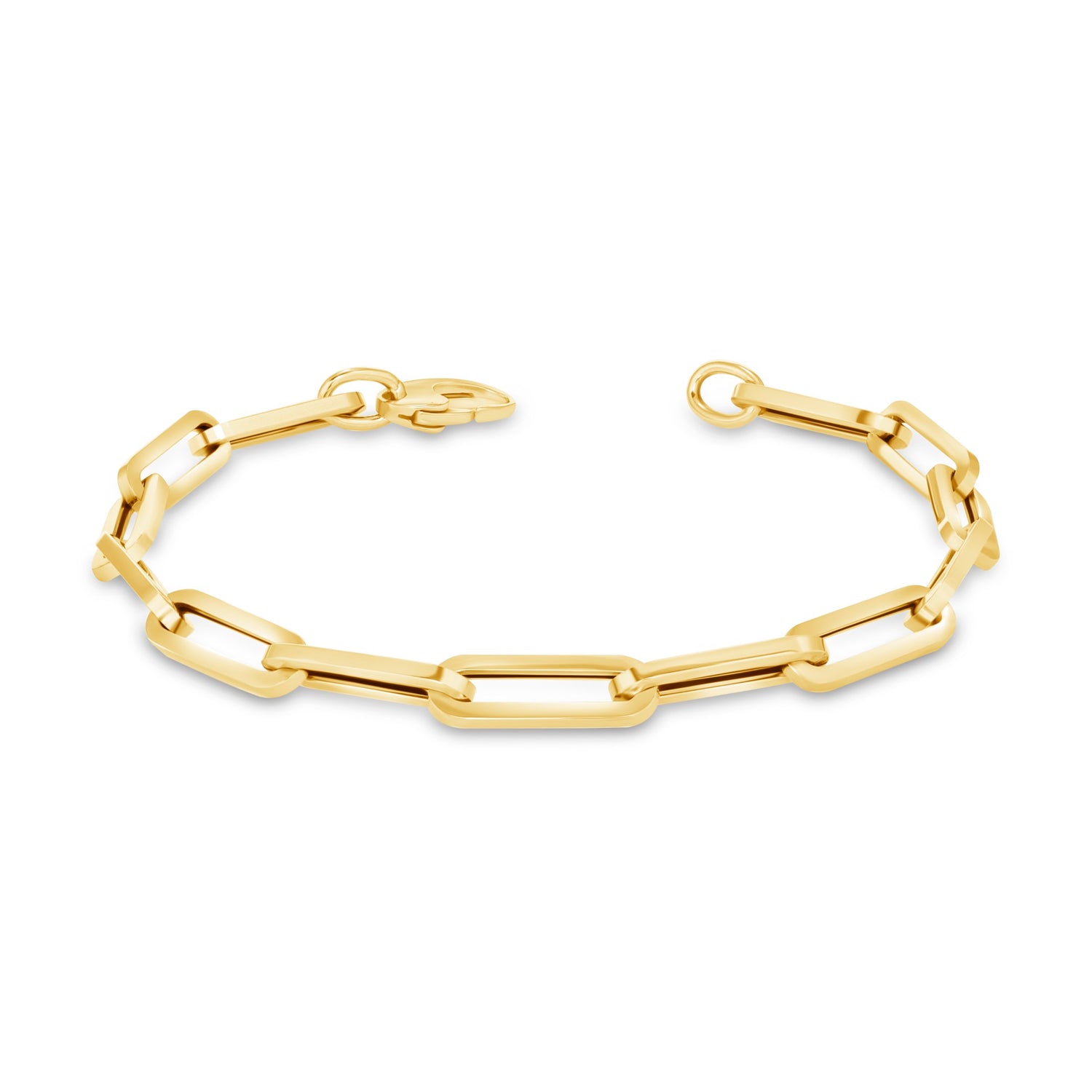 14k Gold Paper Clip Chain-Link Bracelet