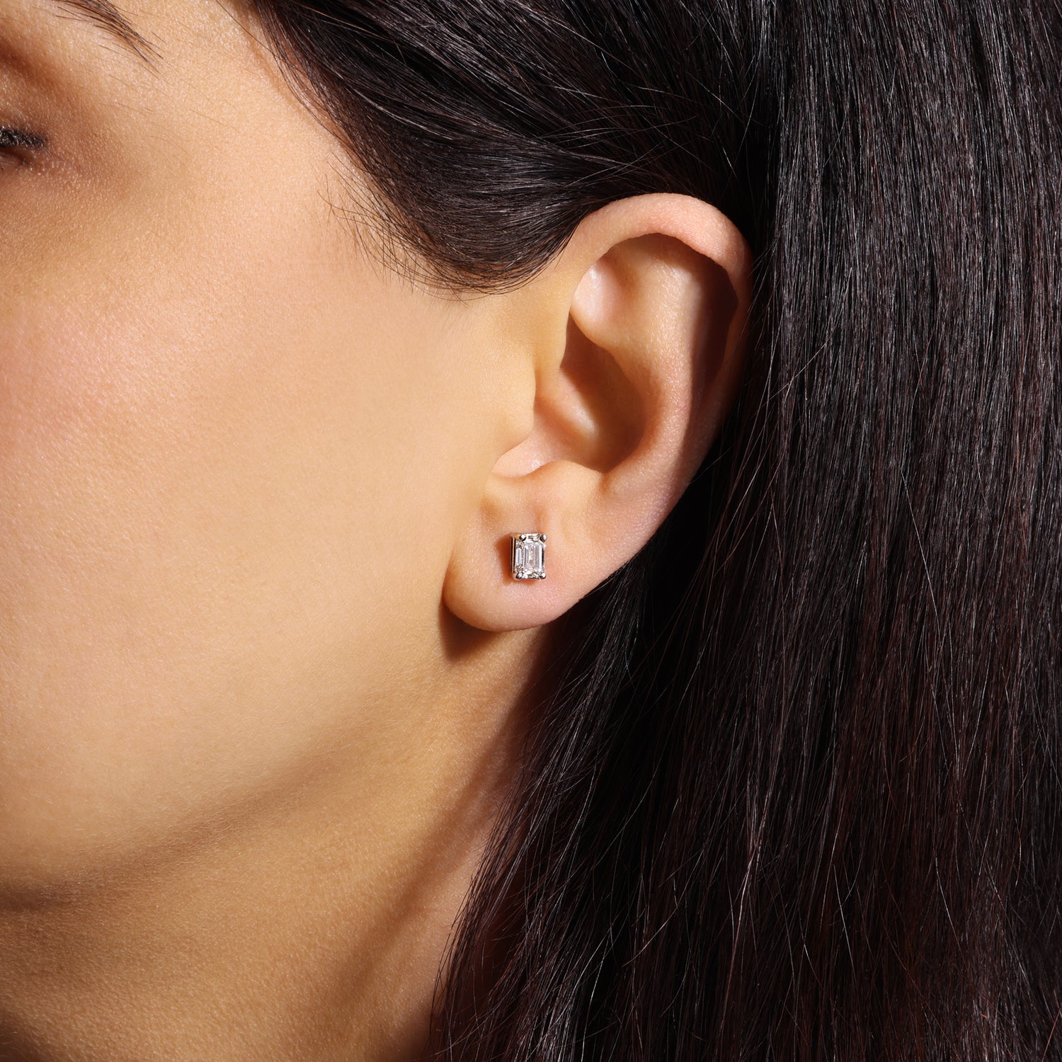 Emerald Cut Essence Prong Studs