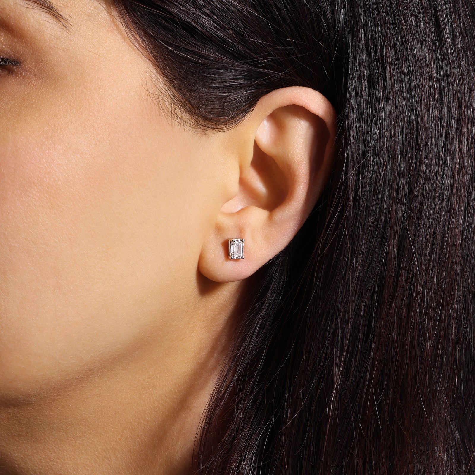 Emerald Cut Essence Prong Studs