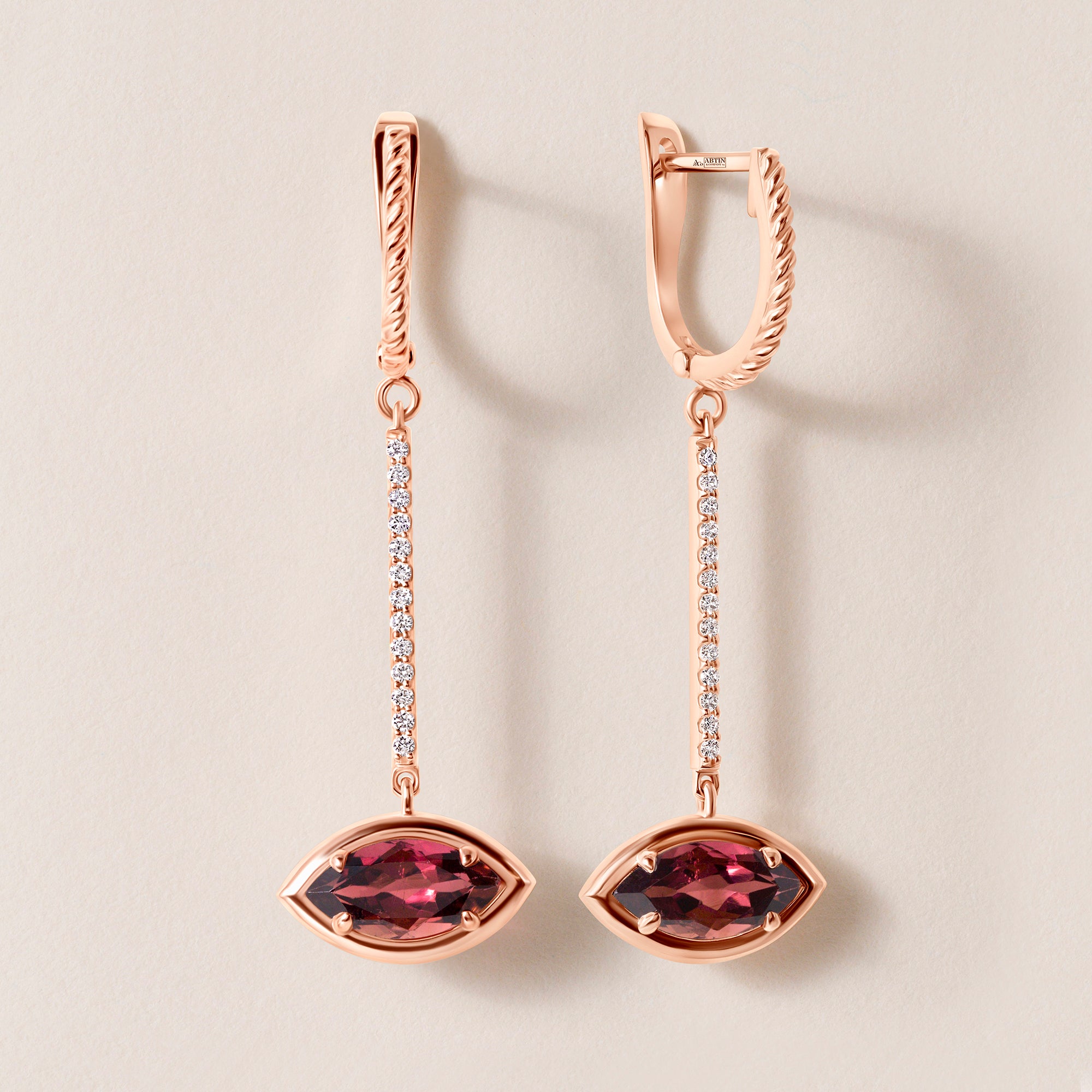 Riviera Marquise Pink Tourmaline Drop Earrings