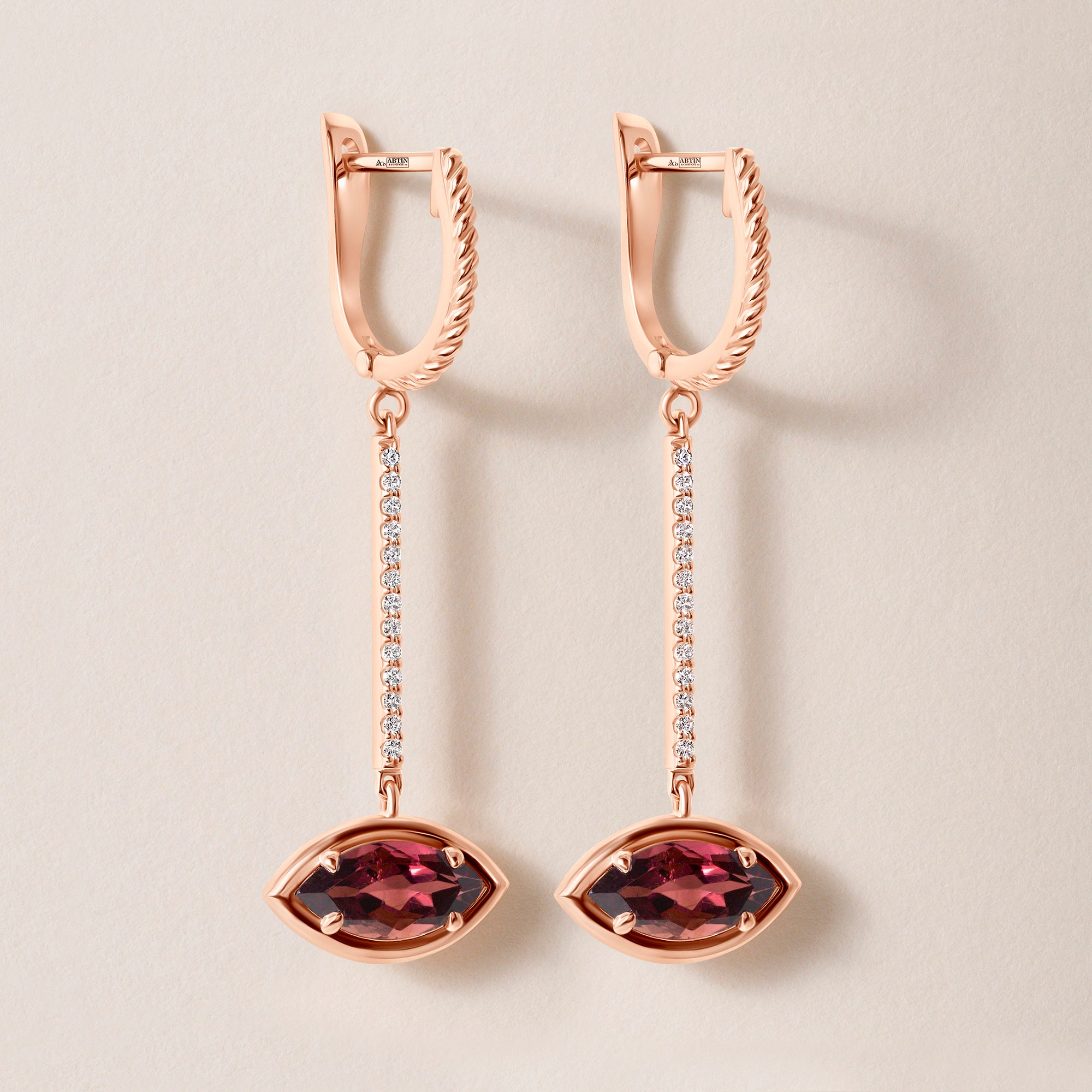 Riviera Marquise Pink Tourmaline Drop Earrings