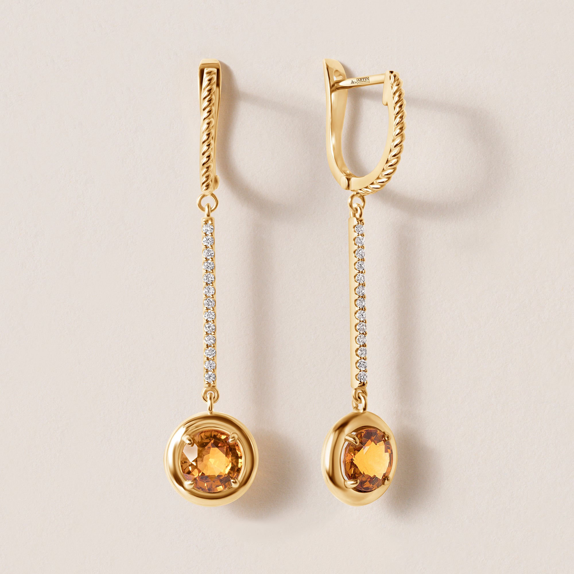 Riviera Citrine Bezel Drop Earrings