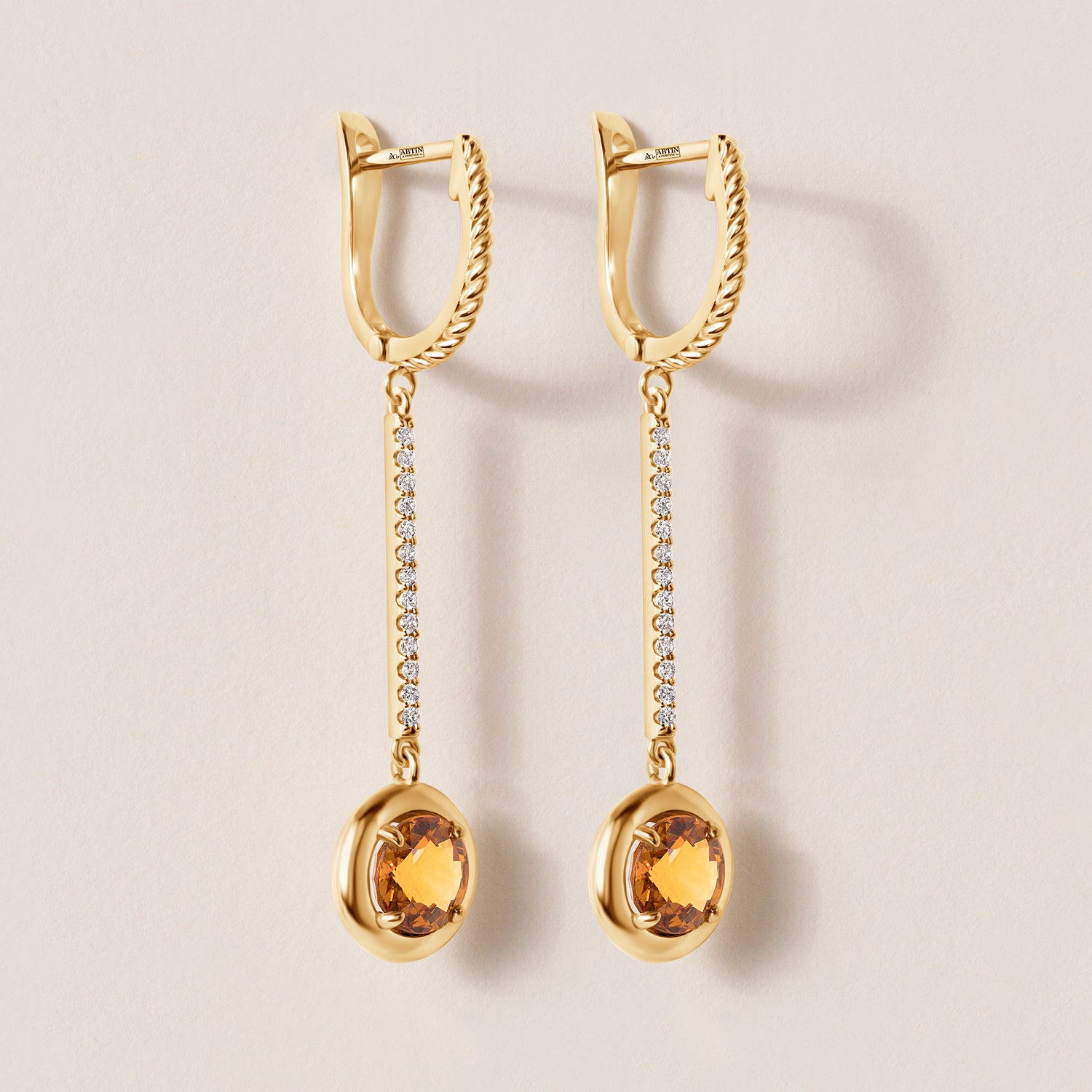 Riviera Citrine Bezel Drop Earrings