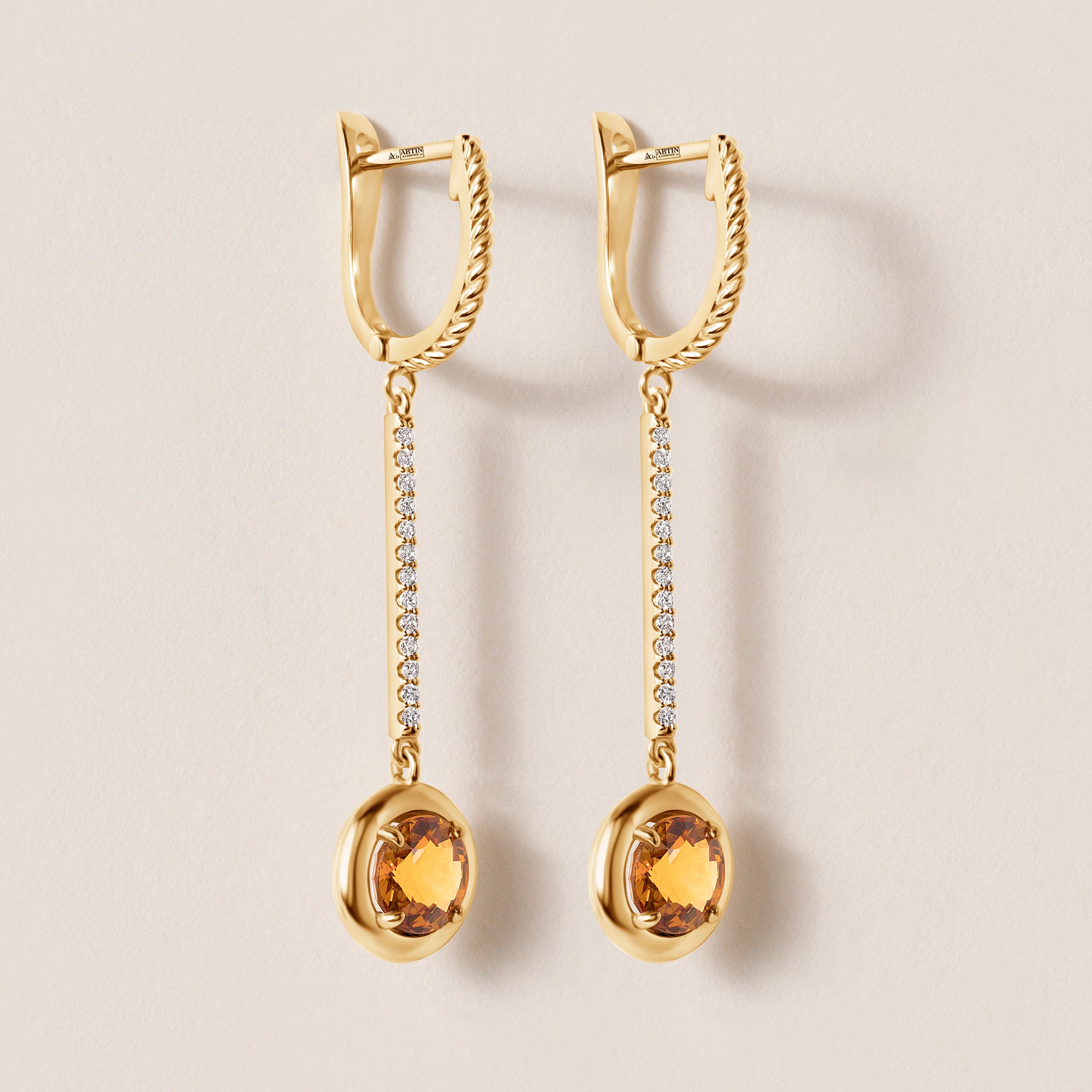 Riviera Citrine Bezel Drop Earrings