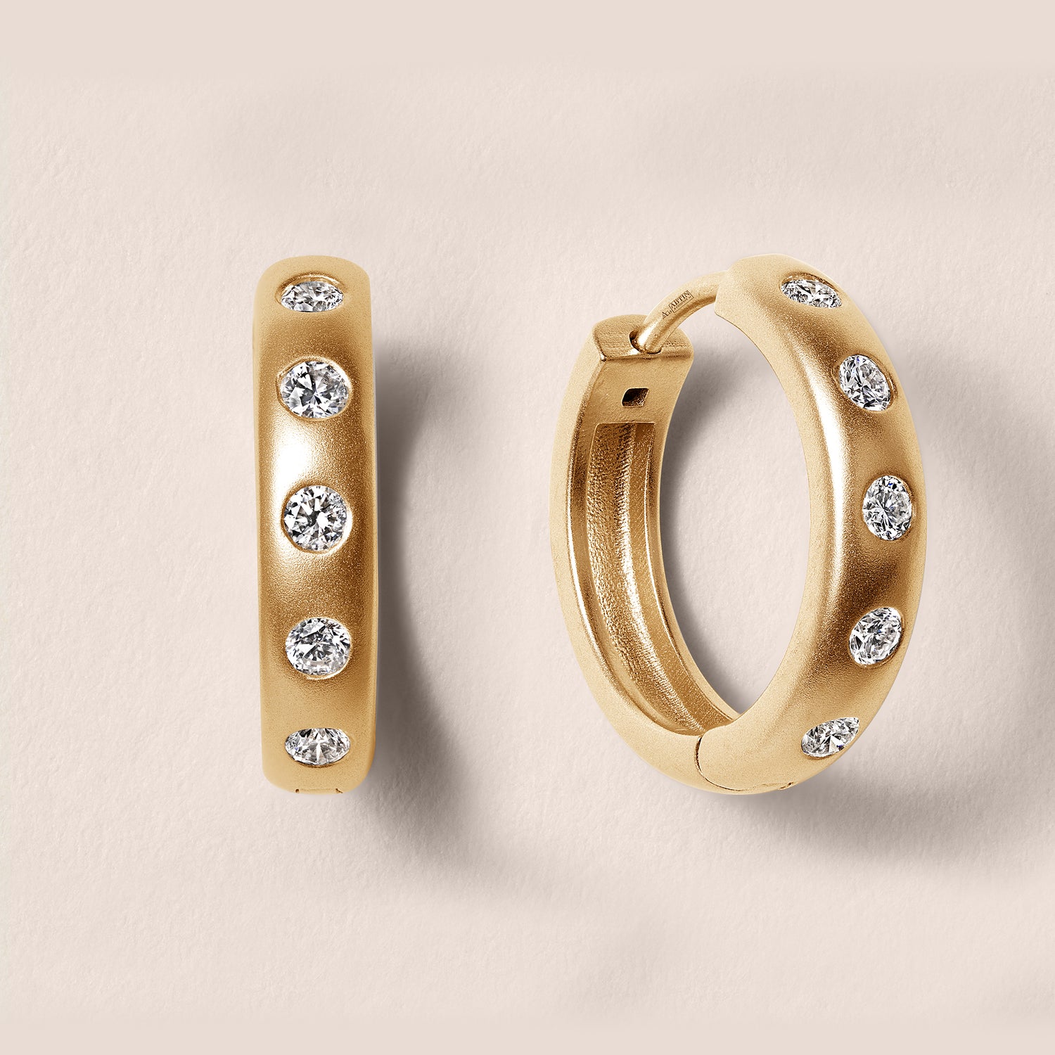 Siena Flush Set Diamond Huggie Earrings