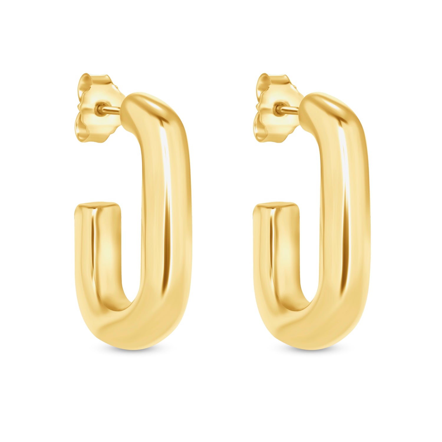14K Gold Chunky Oblong Hoops