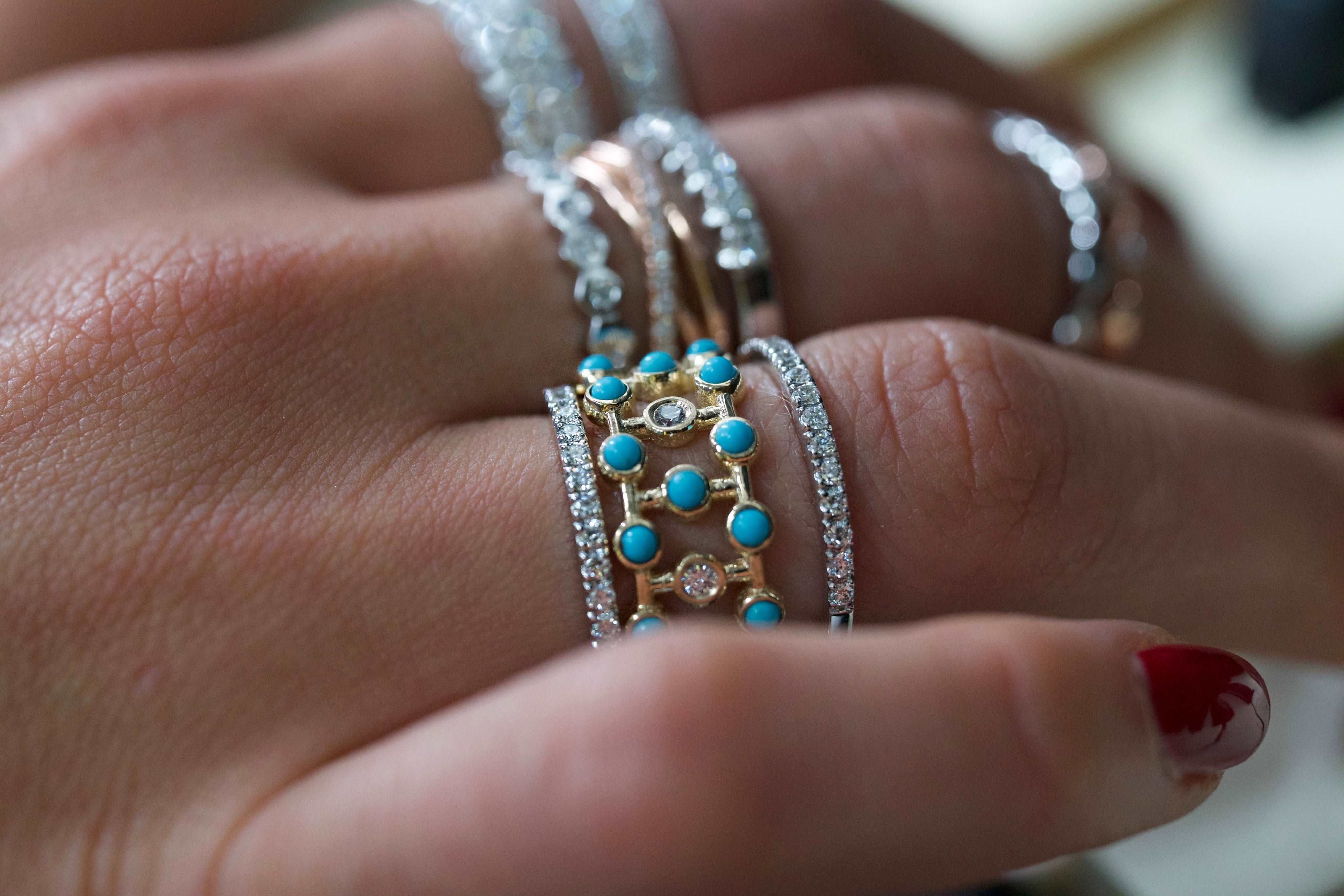 14k Gold Diamond Wedding Band Stackable Ring - Abtin & Company 