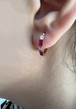 14K Gold Ruby & Diamond Huggie Earrings - Abtin & Company 