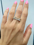 14K Gold Diamond Bar Ring Stacking Bar Ring - Abtin & Company 