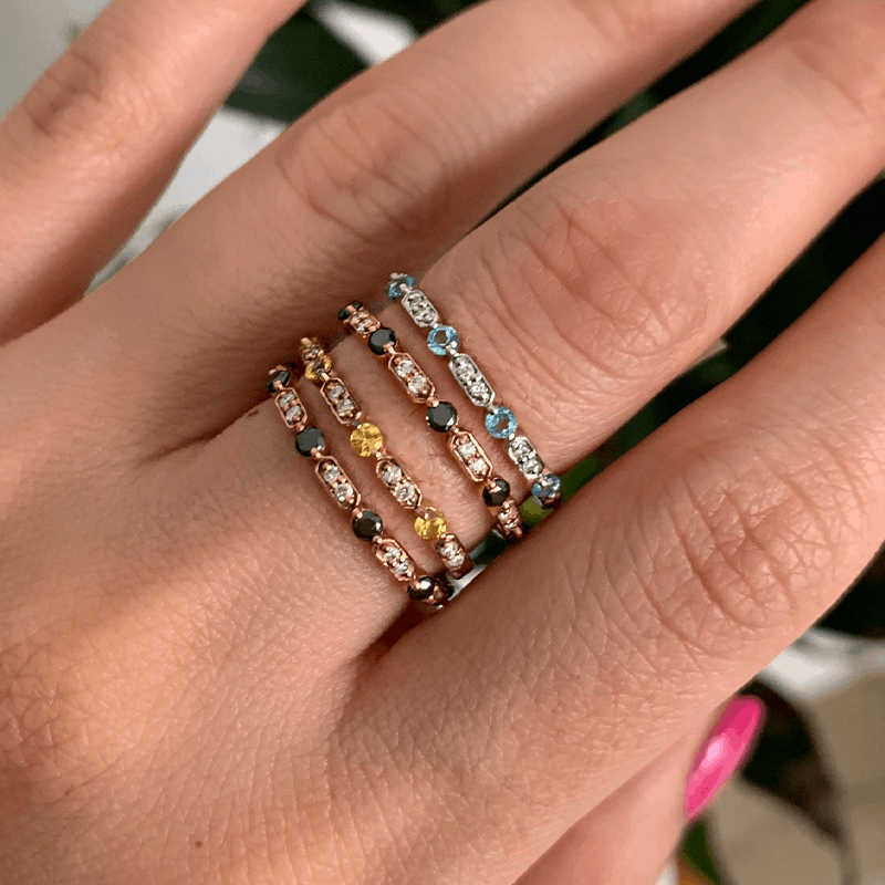 14K Diamond & Emerald Vintage Deco Stacking/Wedding Ring - Abtin & Company 