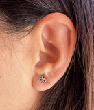 14K Gold Trio Turquoise Stud Earrings
