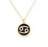 14K Gold Onyx & Diamond Cancer Zodiac Medallion