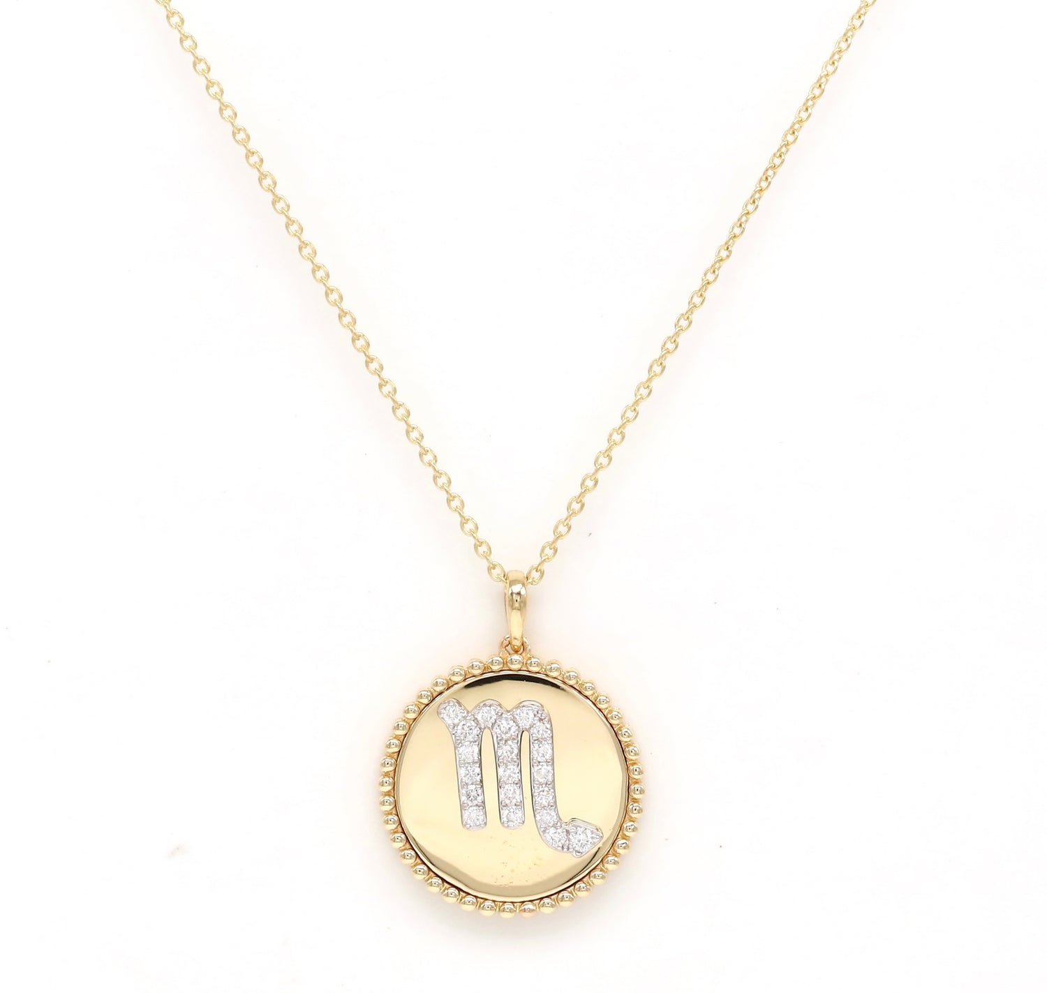 14K Gold Diamond Scorpio Zodiac Medallion