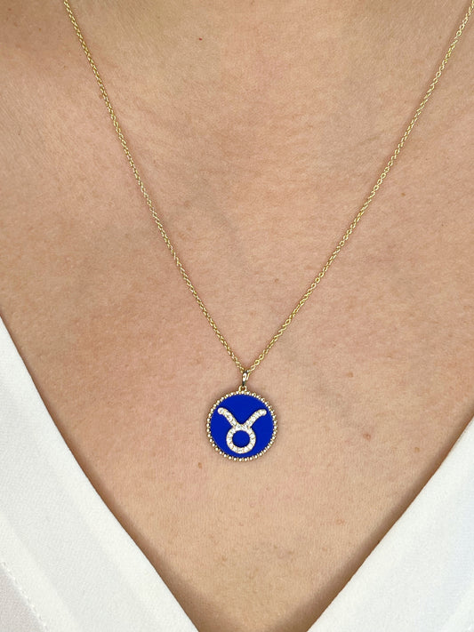 14K Yellow Gold & Diamond Taurus Zodiac Medallion