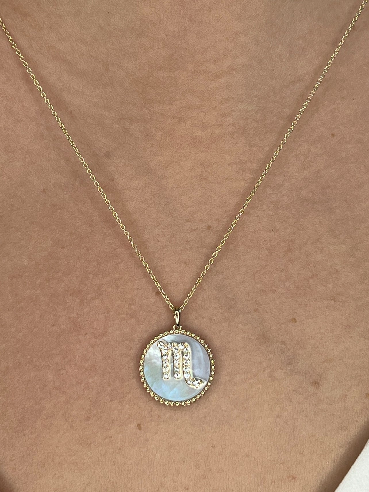 14K Gold Diamond Scorpio Zodiac Medallion