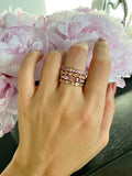 14K Gold diamond and Pink Sapphire Open Cuff Stackable Ring - Abtin & Company 