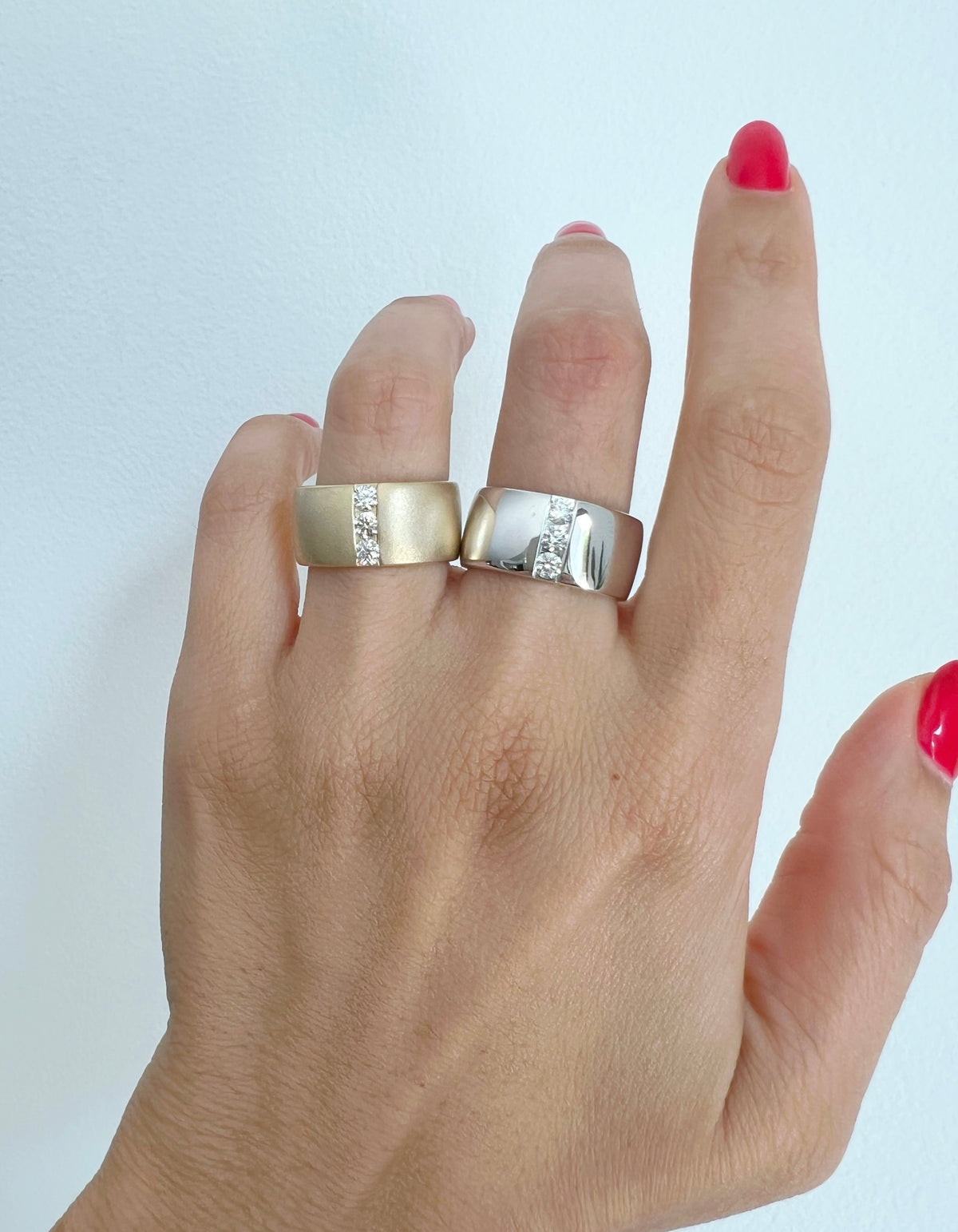 14K Gold Diamond Cigar Ring Band - Abtin & Company 