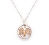 14K Two-toned Gold White Mother of Pearl & Diamond Aries Horoscope Medallion