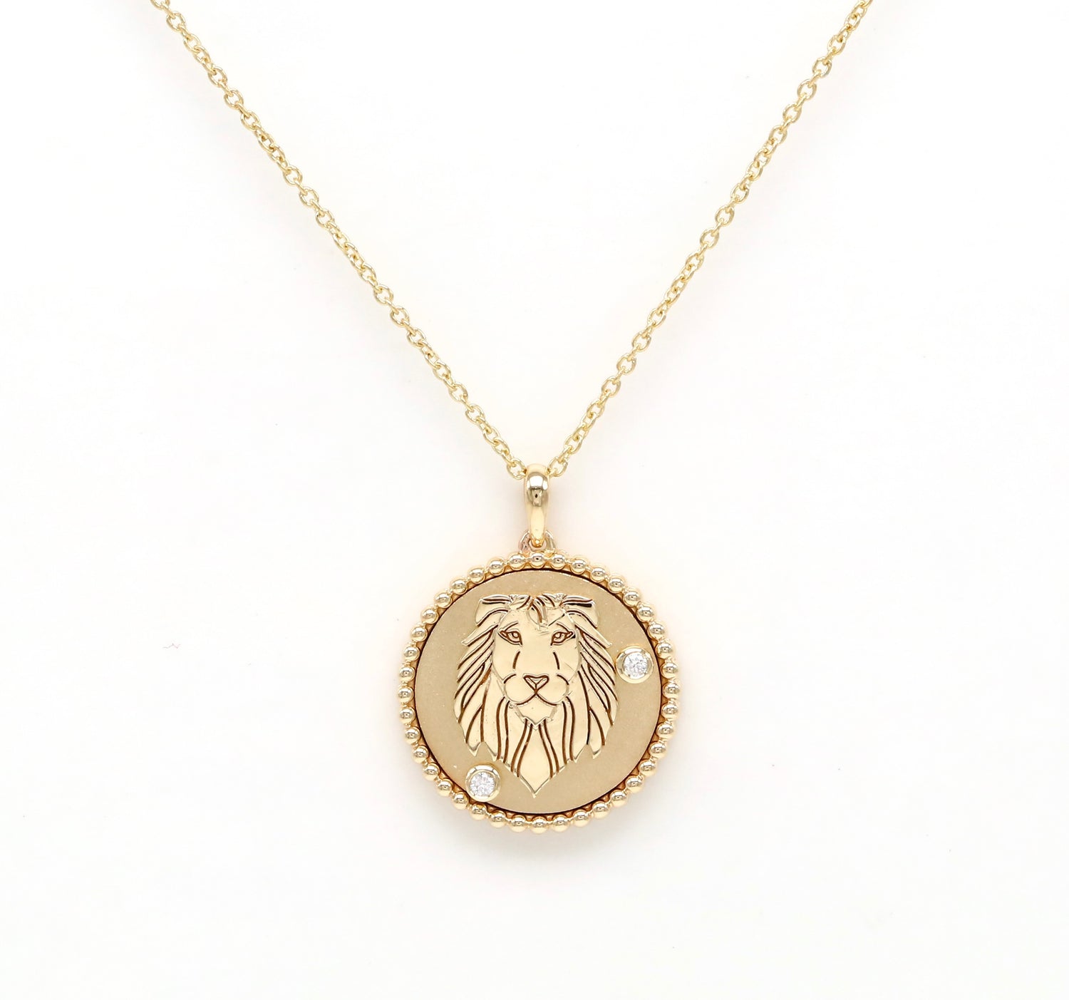 14K Gold & Diamond Leo Horoscope Medallion