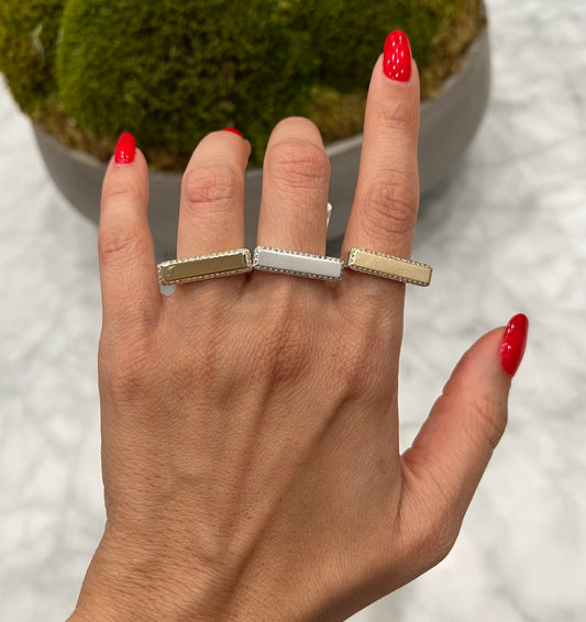 14K Gold Diamond Bar Ring - Abtin & Company 